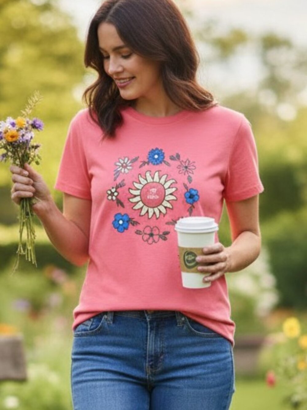 Life is Good Wildflower Sunburst W's Crusher Crew Tee Shirt